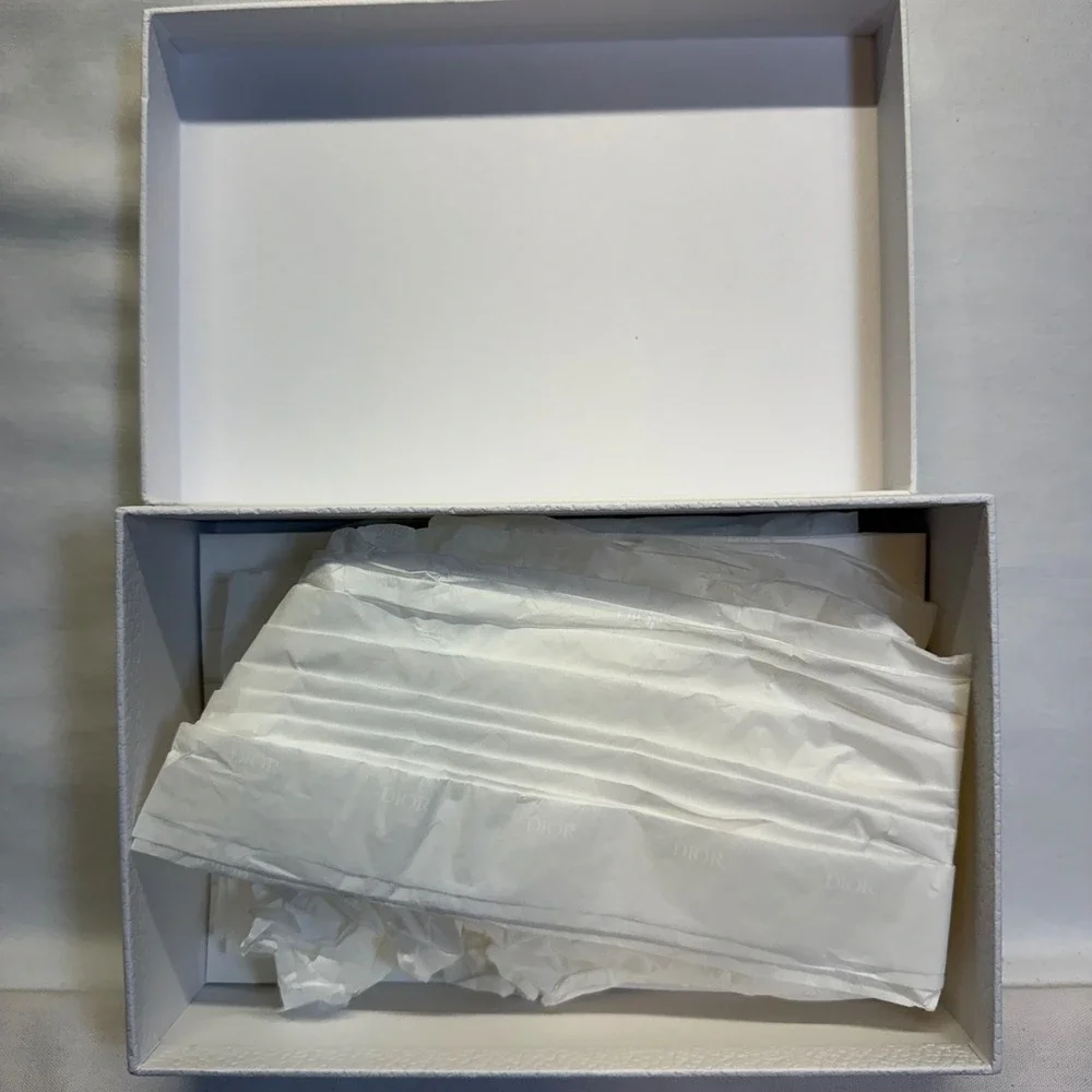 Dior Empty Gift Box Lot of 4 White Gold Black Logo Tissue Paper Luxury Packaging